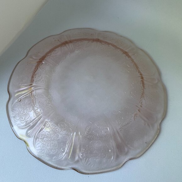 Vintage Jeanette Depression Glass Pink Cherry Blossom Plate - Picture 3 of 4